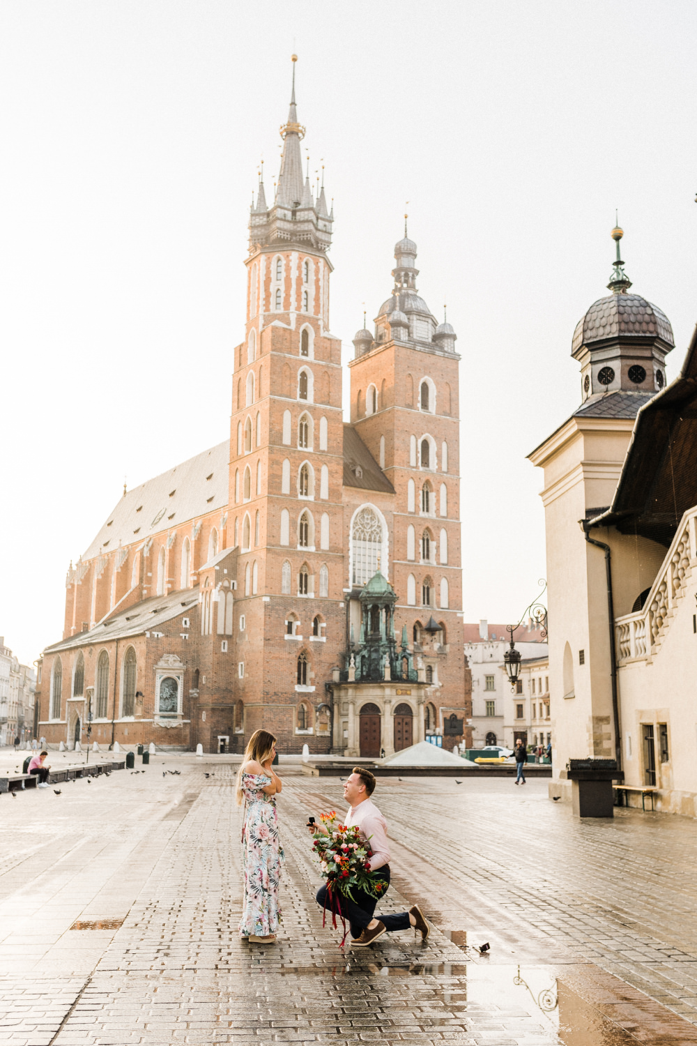 sunrise surprise proposal main square krakow