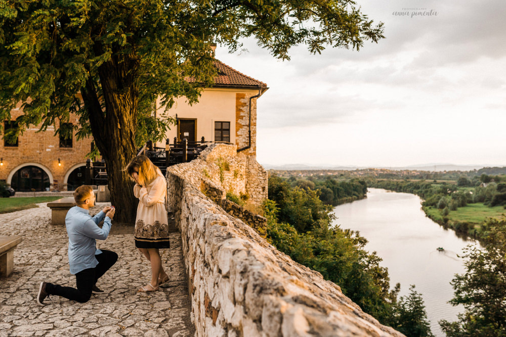 Cracow sunset surprise proposal